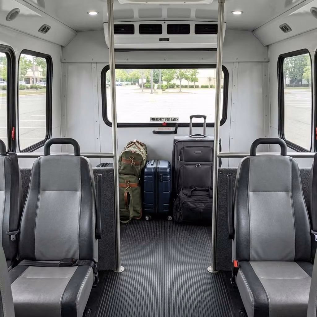 russellville 28 passenger minibus luggage area