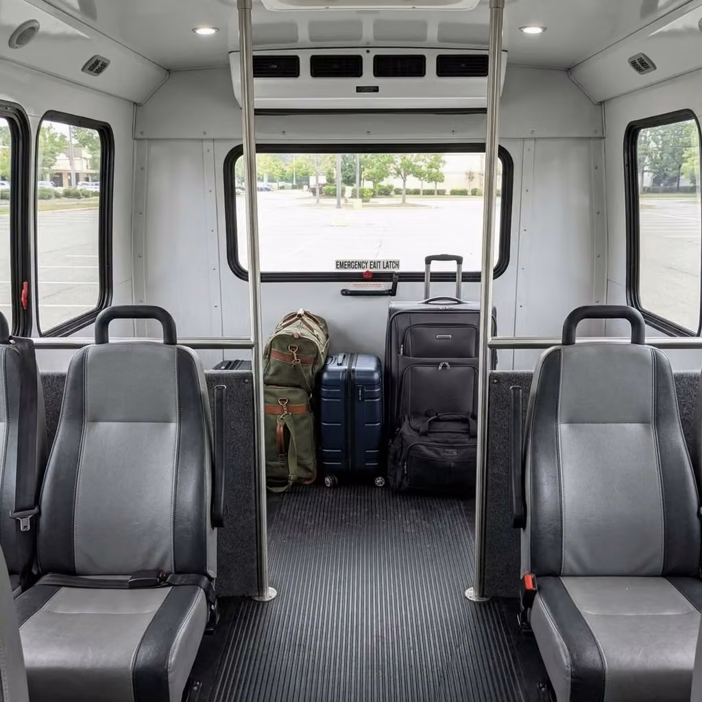 russellville 35 passenger minibus luggage area