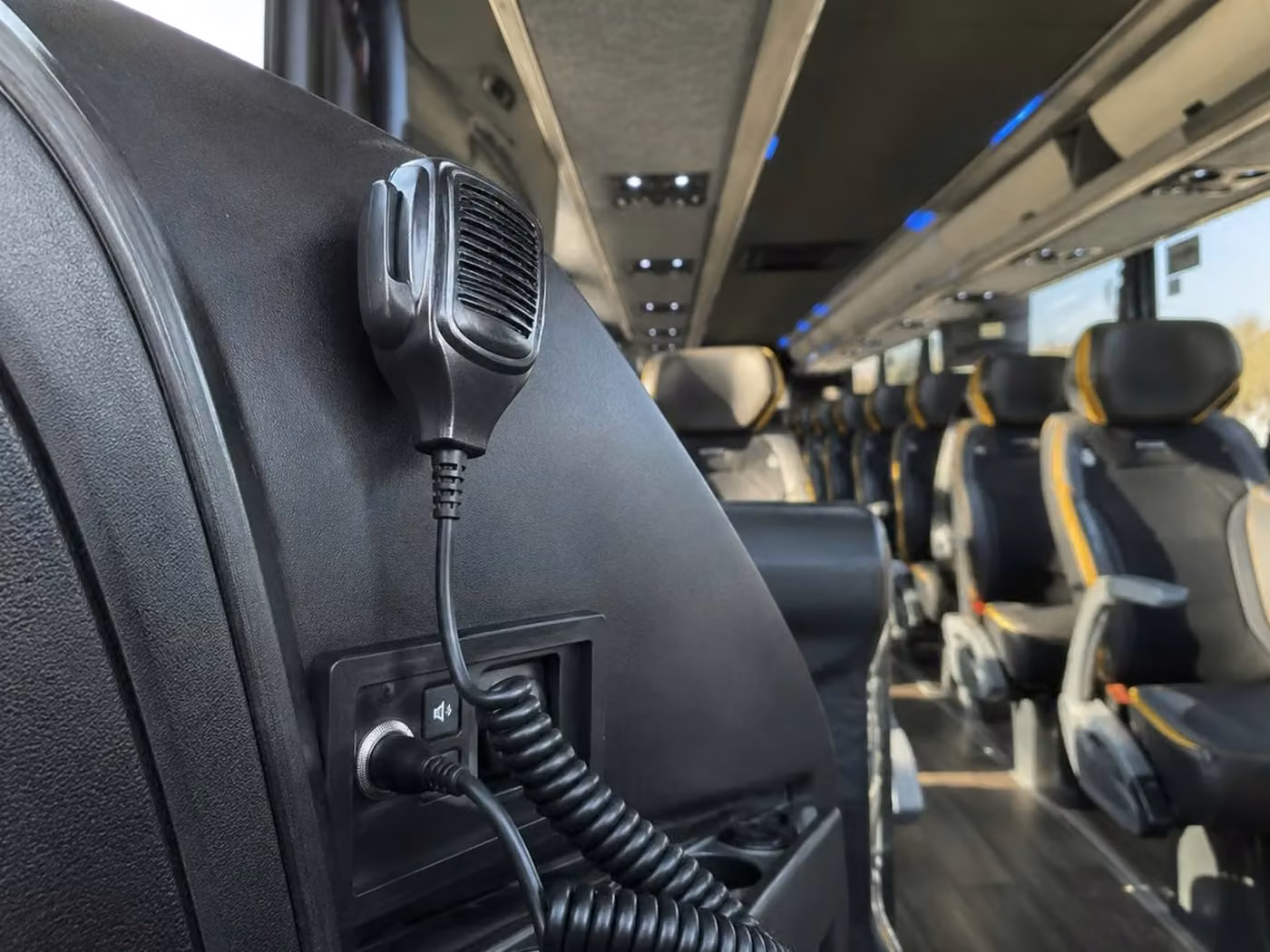 russellville 56 passenger charter bus pa system
