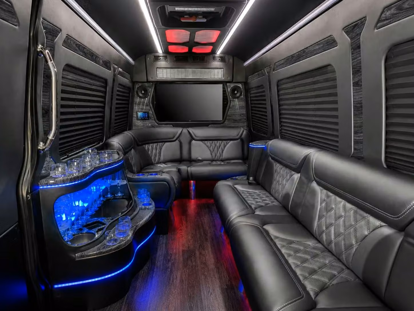 russellville 56 passenger long distance charter buses with onboard restrooms