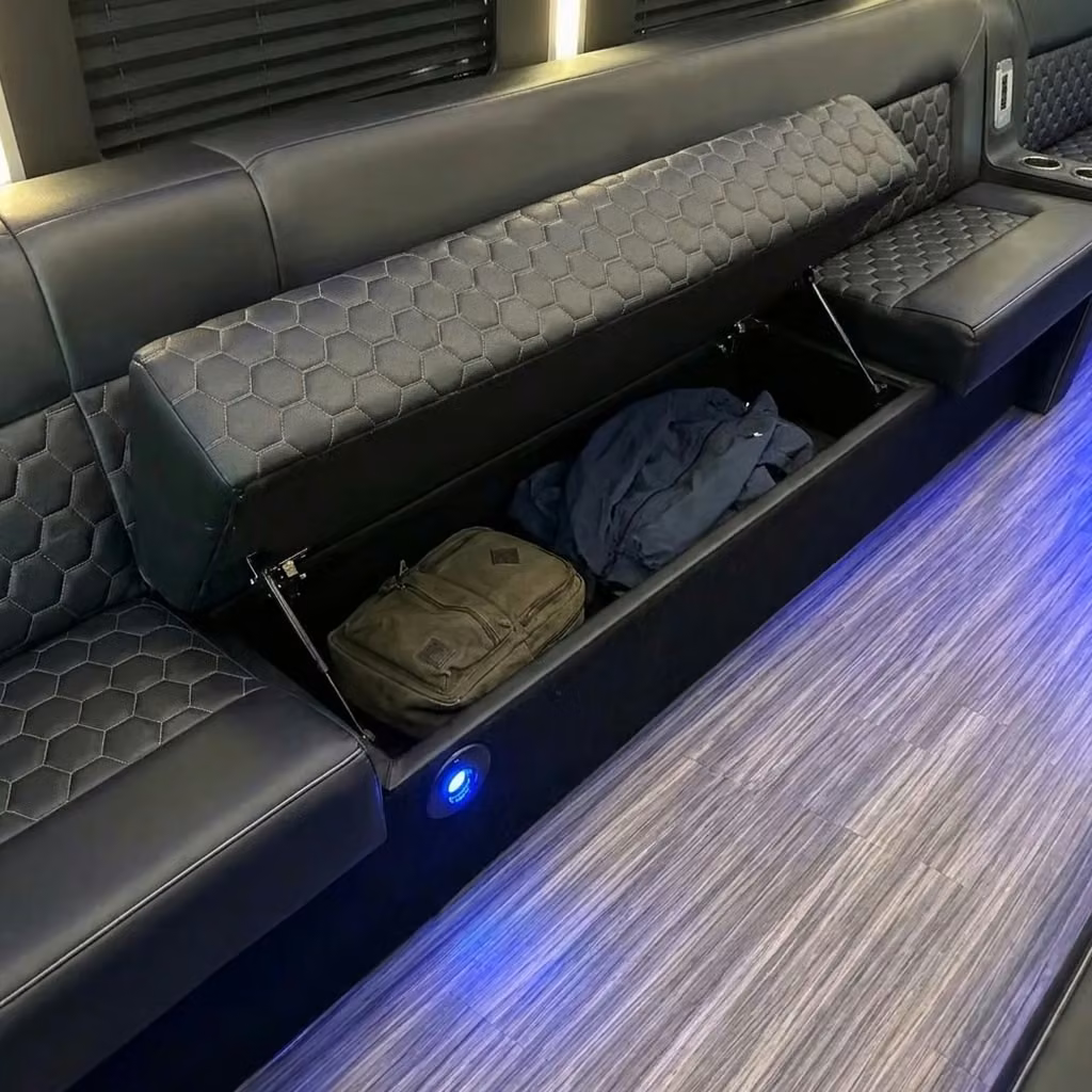 russellville party bus under seat storage