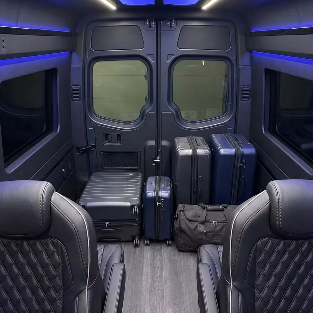 russellville sprinter van rental with driver luggage area